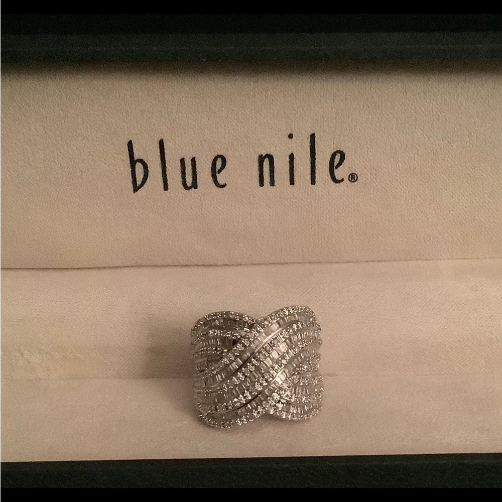 Silver Criss-Cross Diamond Ring 194 Diamonds Natural Untreated Diamonds